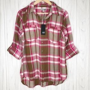 KUT FROM THE KLOTH Hannah Button Down Plaid Shirt